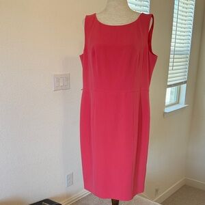 Kasper Coral Pink Sleeveless Midi Sheath Dress